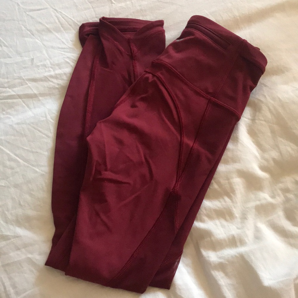 Red/maroon Lululemon leggings